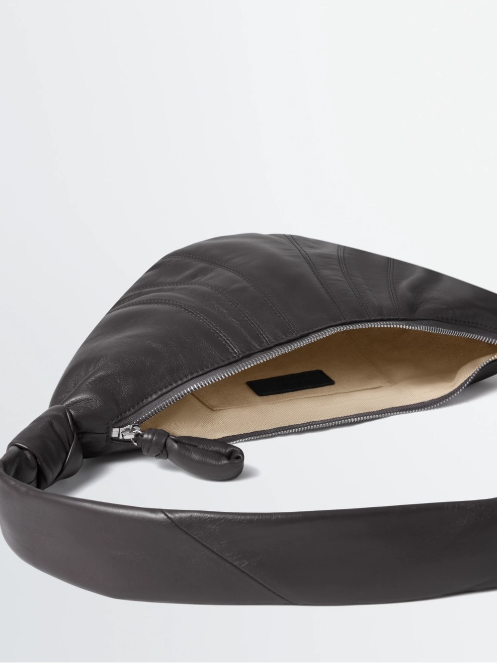 Leather croissant crossbody bag